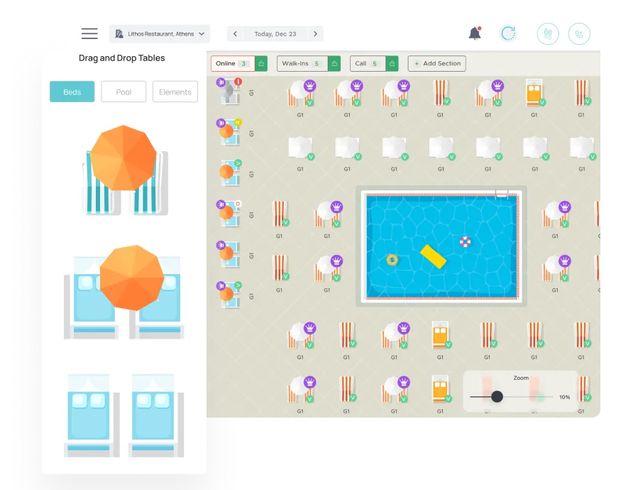 Summerize dynamic pool map editor with bed elements